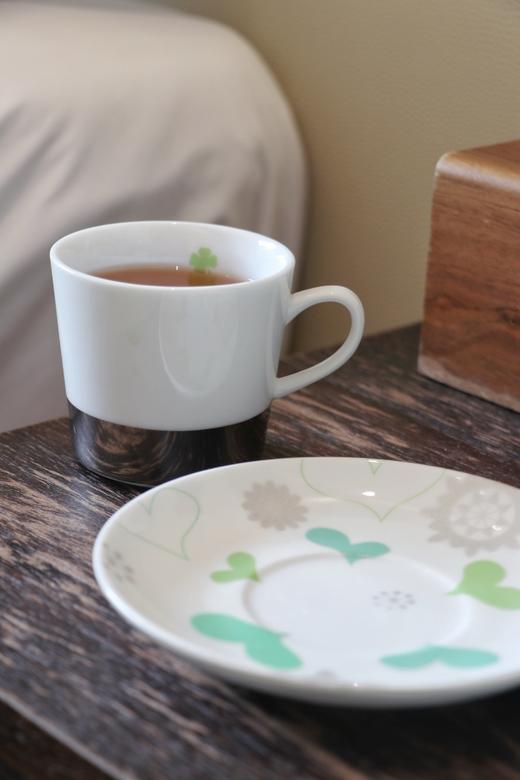 【镀银倒影四叶草杯碟】优质高白瓷 商品图1