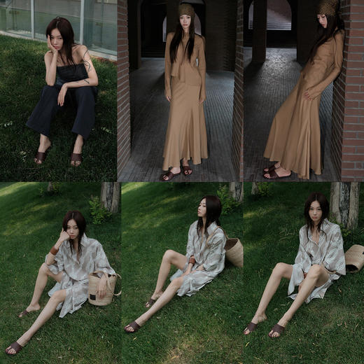 HIDEMI度假系列进口荔枝皮牛皮极简时髦一字带手工露趾凉鞋拖鞋 商品图7