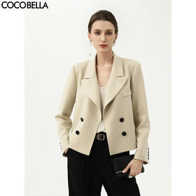 COCOBELLA静奢风阔肩短款小西装女25春商务西服外套SI3010B-2