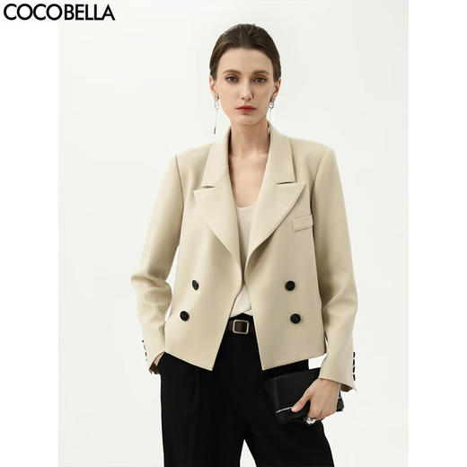 COCOBELLA静奢风阔肩短款小西装女25春商务西服外套SI3010B-2 商品图0