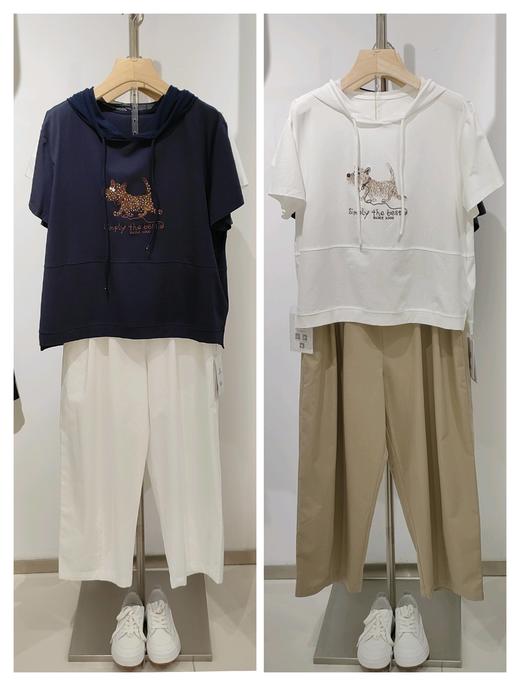 586032夏款短袖精梳棉小狗带帽棉T 商品图0