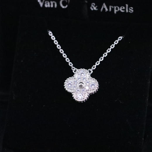 Van Cleef & Arpels梵克雅宝 四叶草 满钻项链 女款 白金色（SJ） 商品图5