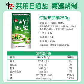 中盐 竹盐250g*5【加碘】高温煅烧 非遗工艺 味道鲜香 健康弱碱性盐