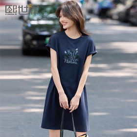 【专属特价】熙世界休闲花卉印花T恤裙女夏2025新款气质宽松休闲懒人裙连衣裙