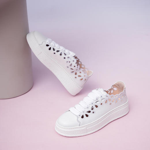 豪麟名鞋AGL女鞋时尚休闲鞋羊皮革D946009白色 商品图2