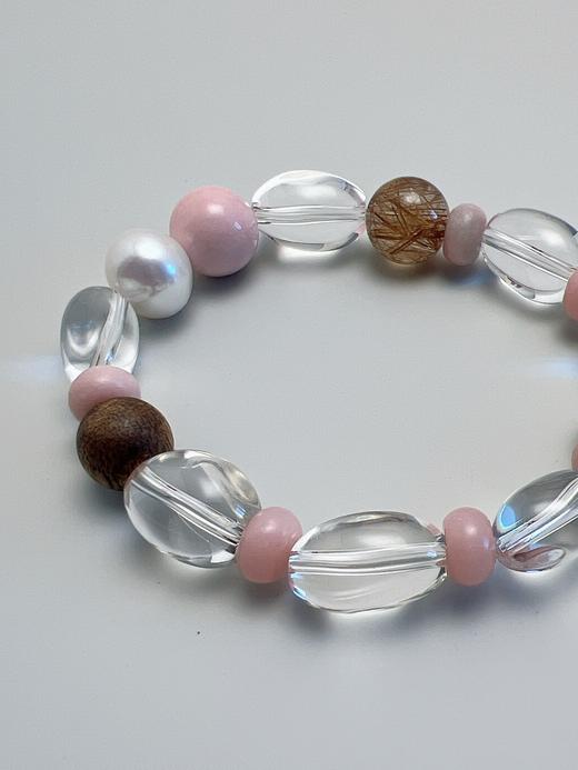 【普陀山】⾼净体⽩⽔晶11mm奇楠沉⾹ ⾦粉童话设计款  ⼿围15-15.5mm 商品图1