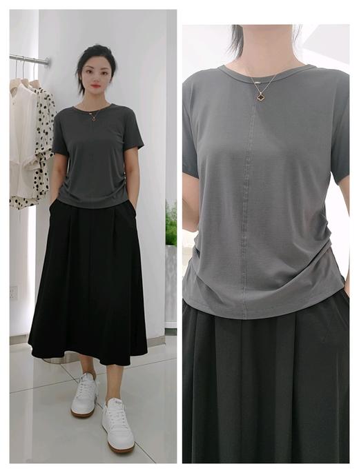 58M922莫代尔棉T两侧褶皱短T 商品图4