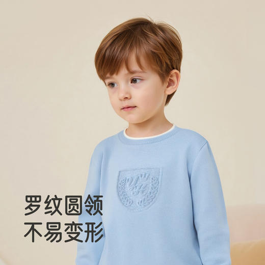 【商场同款】英氏儿童毛衣秋冬季保暖男童纯色儿童针织套头衫毛衣 商品图2