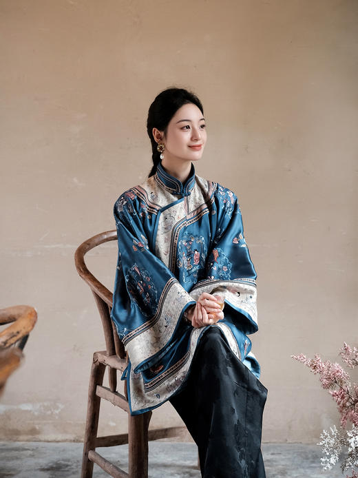 盛唐牡丹盛奢系列|真丝香云纱西厢记团纹外套-蓝色(特殊商品不退不换) 商品图6