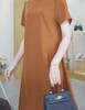 8.6秒杀（NO退，能接受拍）-咖色短袖侧边压褶中款连衣裙-喜出 商品缩略图2