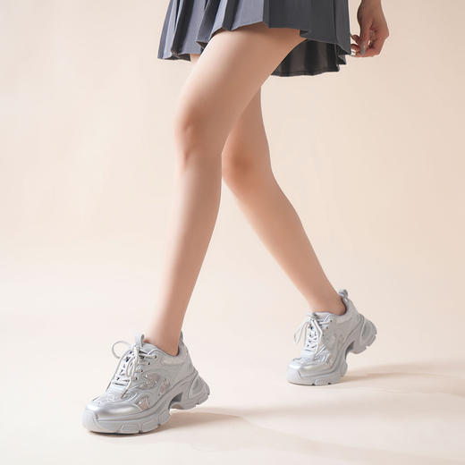 豪麟名鞋奥莱迪嘉女鞋时尚老爹鞋滴胶/牛皮革DJXXO51WX215银色  原价1660元 商品图1