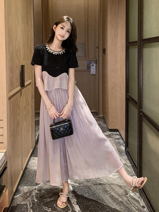 张心子【小苍兰】圆领织带气质时尚两件套套装 U2506006 商品图4