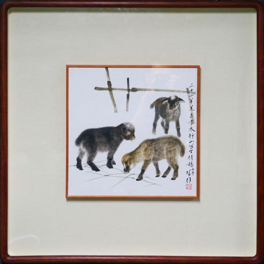 方楚雄《三羊开泰》国画原作33CM*33CM 手绘纸本精品[含框] 商品图1