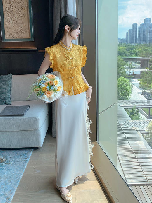 张心子【鎏金光影】气质国风新中式衬衫上衣 U2506008 商品图3