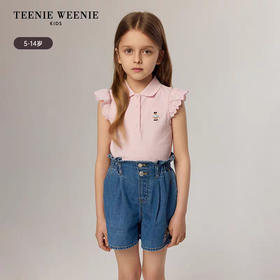 25夏季新款中大童韩版女童网眼翻领polo衫时尚飞袖短袖t恤