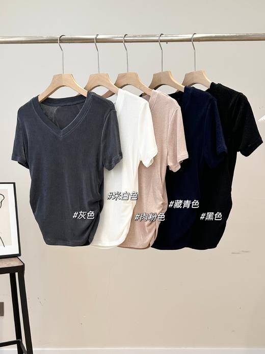 日本进口97%三醋酸褶皱V领瘦身T恤 商品图10