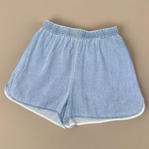 七夕福利-NO退-薄款弧形侧边牛仔软料短裤-喜出 商品图1