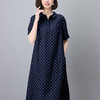 丁摩 棉麻连衣裙新款女夏季法式衬衫裙亚麻波点长裙子5ZF-2629 商品缩略图3