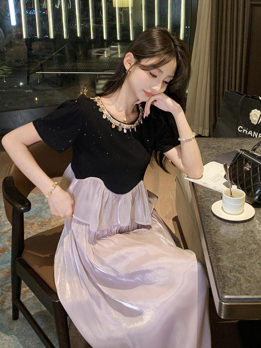 张心子【小苍兰】圆领织带气质时尚两件套套装 U2506006 商品图1