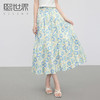 【专属特价】熙世界法式蓝色碎花半身裙女夏季2025新款浪漫复古印花a字蛋糕裙 商品缩略图0
