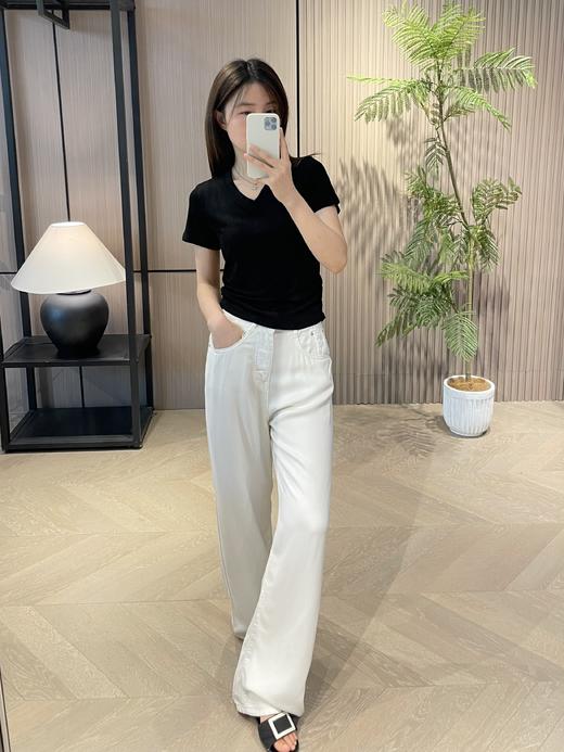 日本进口97%三醋酸褶皱V领瘦身T恤 商品图8