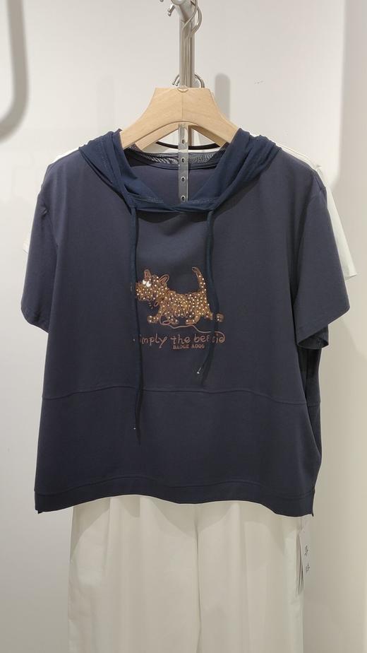 586032夏款短袖精梳棉小狗带帽棉T 商品图1