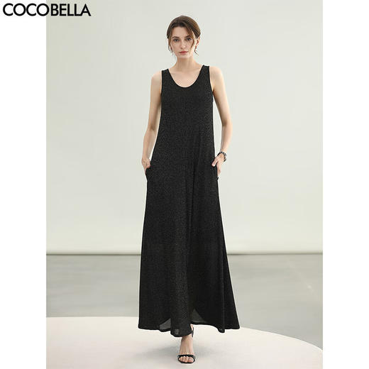 COCOBELLA垂顺银葱针织连衣裙夏无袖背心式知性长裙FR3197-2 商品图0