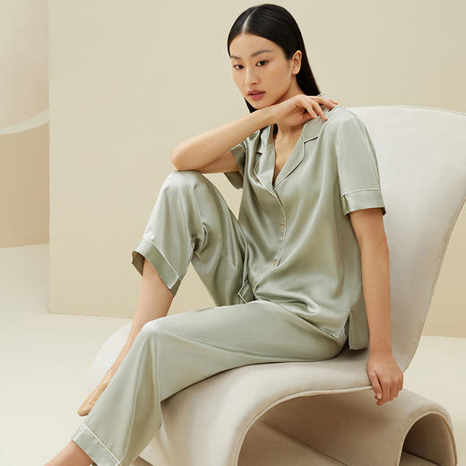 金三塔 女真丝素绉缎素色睡衣套8YSF7B412 商品图3