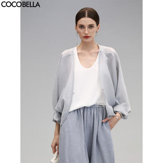 COCOBELLA织带贴边对丝小开衫女春夏轻盈遮阳短外套SC7077 商品图0