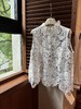 PIANAI冷小姐#  2色真丝欧根纱蕾丝上衣 商品缩略图0