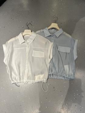 【门店同款】ENJOY夏季下摆抽绳短袖衬衫 163493874