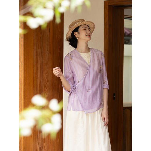 牧衣游原创 丝棉匹绣短外套轻薄复古文艺休闲百搭防晒开衫 栖芯 商品图3