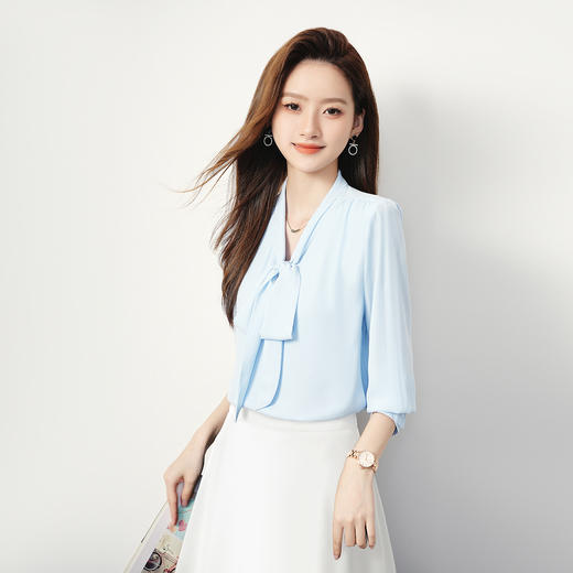 【气质飘带】罗蒙女士长袖衬衫简约大方易打理舒适通勤衬衣女 商品图7