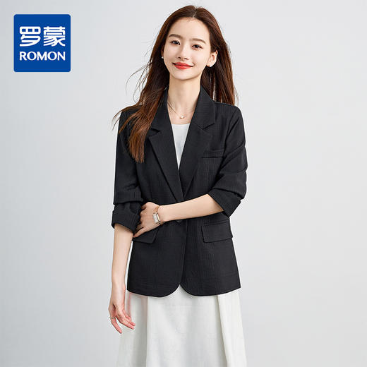 【简约条纹 易打理】罗蒙女士单西外套百搭商务简约大方气质西服外套 商品图0