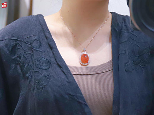 保山冰红吊坠【兮芷】 925银镶 商品图3