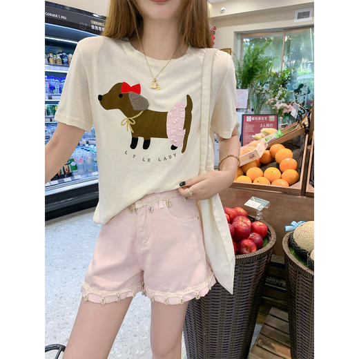 【129元任选2件】现货！腊肠狗印花短袖T 商品图1