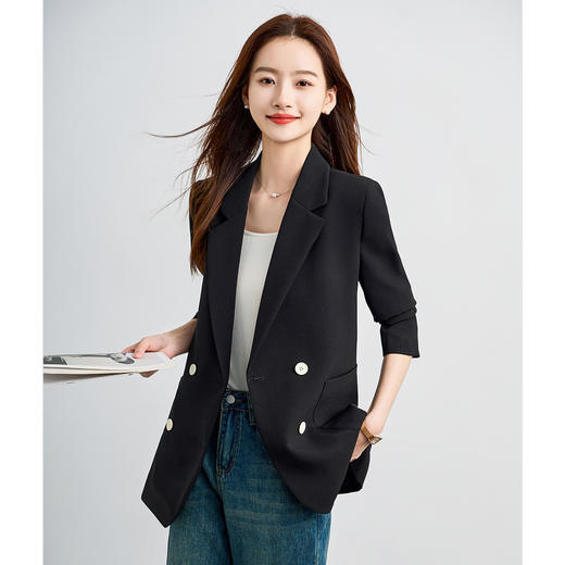 【气质 双排扣】罗蒙女士西服简约通勤百搭舒适面试工作女上装 商品图7