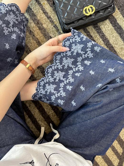 必入榜首！2025新款时髦刺绣休闲牛仔裤女夏季薄款高腰宽松直筒阔腿裤子！ 商品图5