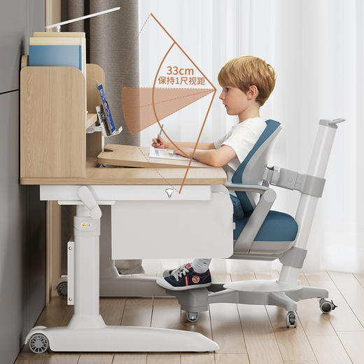 【儿童学习书桌可升降实木课桌家用小学生写字套装 商品图2