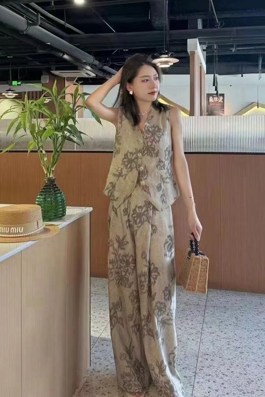 ESTELLICA 禅意文艺印花马夹背心套装 20825 商品图4