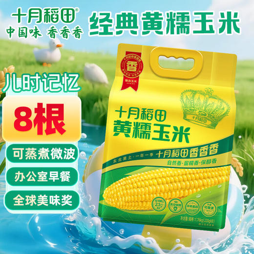 【金皇会66金币专享】十月稻田 黄糯玉米 3.52斤(220g*8根) 东北甜黏玉米棒 早餐苞米 真空包装 商品图0