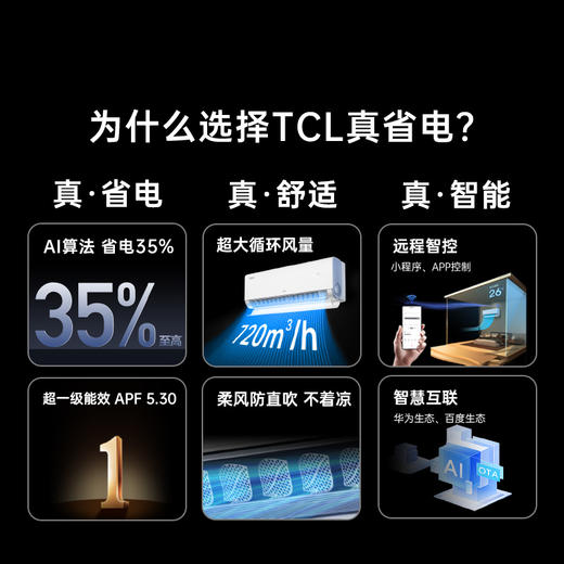 TCL 1匹小蓝翼真省电节能空调挂机 超一级能效 省电35%  KFR-26GW/RV2Ea+B1 商品图1