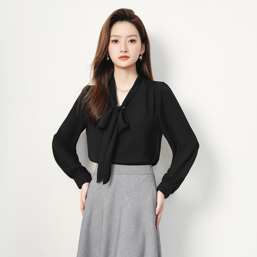 【气质飘带】罗蒙女士长袖衬衫简约大方易打理舒适通勤衬衣女 商品图2