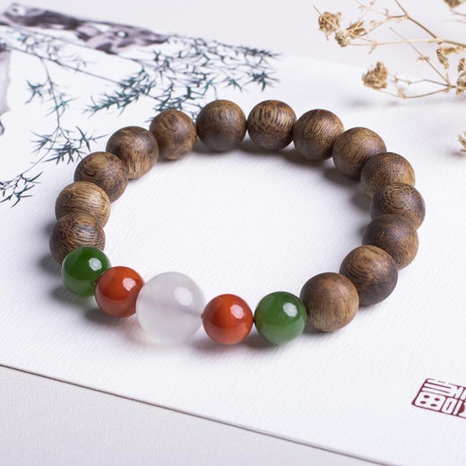 xy0383沉香+月光石碧玉南红手串 商品图2