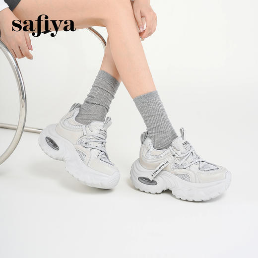 Safiya/索菲娅2025小个子爆高厚底网面透气轻便休闲运动老爹鞋SFD3112123 商品图4
