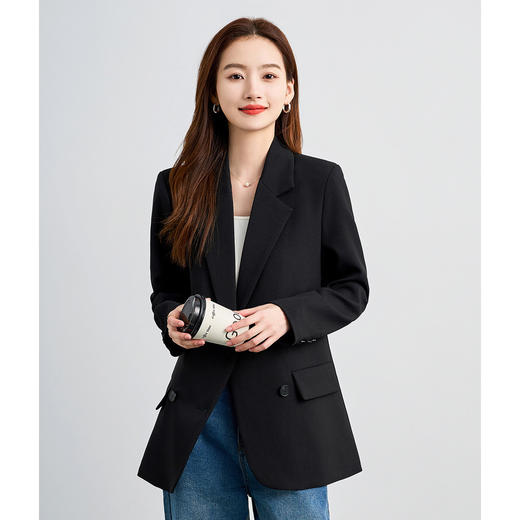 【西服+西裤】罗蒙女士纯色职业西服套装舒适通勤时尚两件套女百搭 商品图7