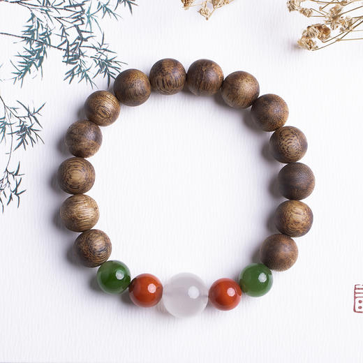 xy0383沉香+月光石碧玉南红手串 商品图1