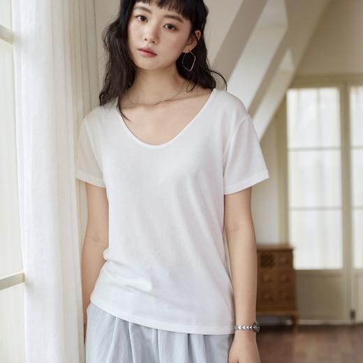 KEMU壳木天丝亚麻鹅蛋领T恤｜降温散热，自由随性不易皱 商品图4