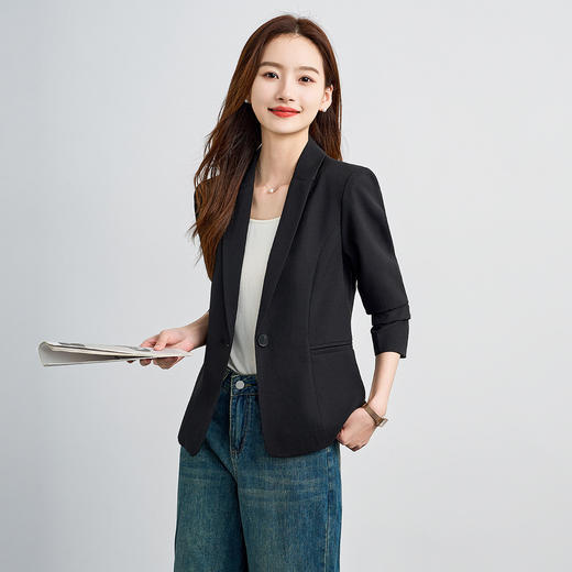 【易打理】罗蒙女士西服简约大方一粒扣百搭通勤气质单件西服外套女 商品图2