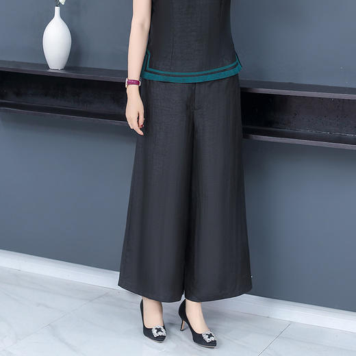 丁摩真丝香云纱阔腿裤时尚100%桑蚕丝直筒裤长裤舒适轻奢垂感AL2156 商品图1